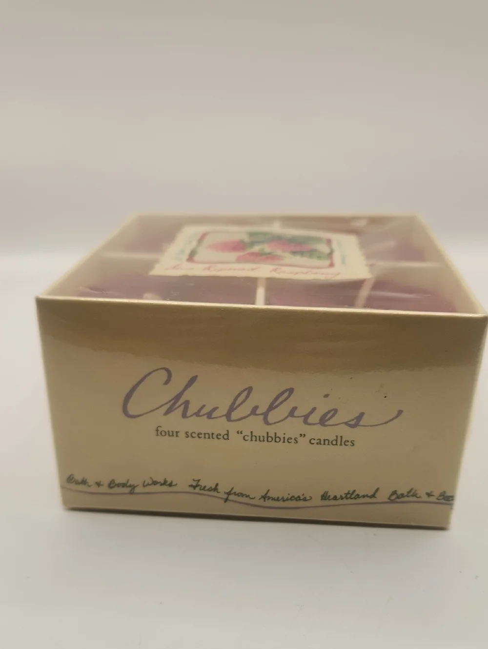 Bath & Body Works Sun-Ripened Raspberry Votives Chubbies Candles 4 New - Picture 2 of 4